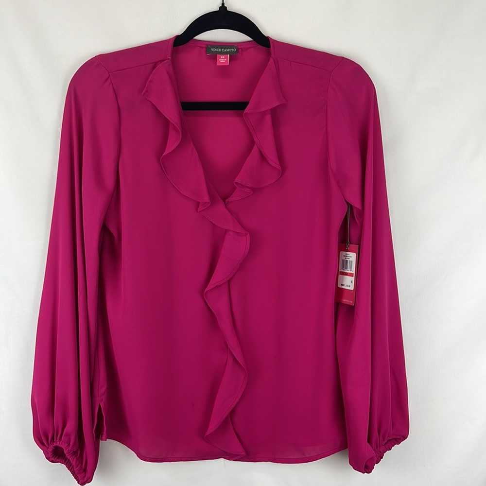 Ruffle Neck Long Sleeve Georgette Blouse - Picture 11 of 12